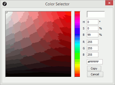 En animasjon som viser at fargen endres i fargevelgeren.