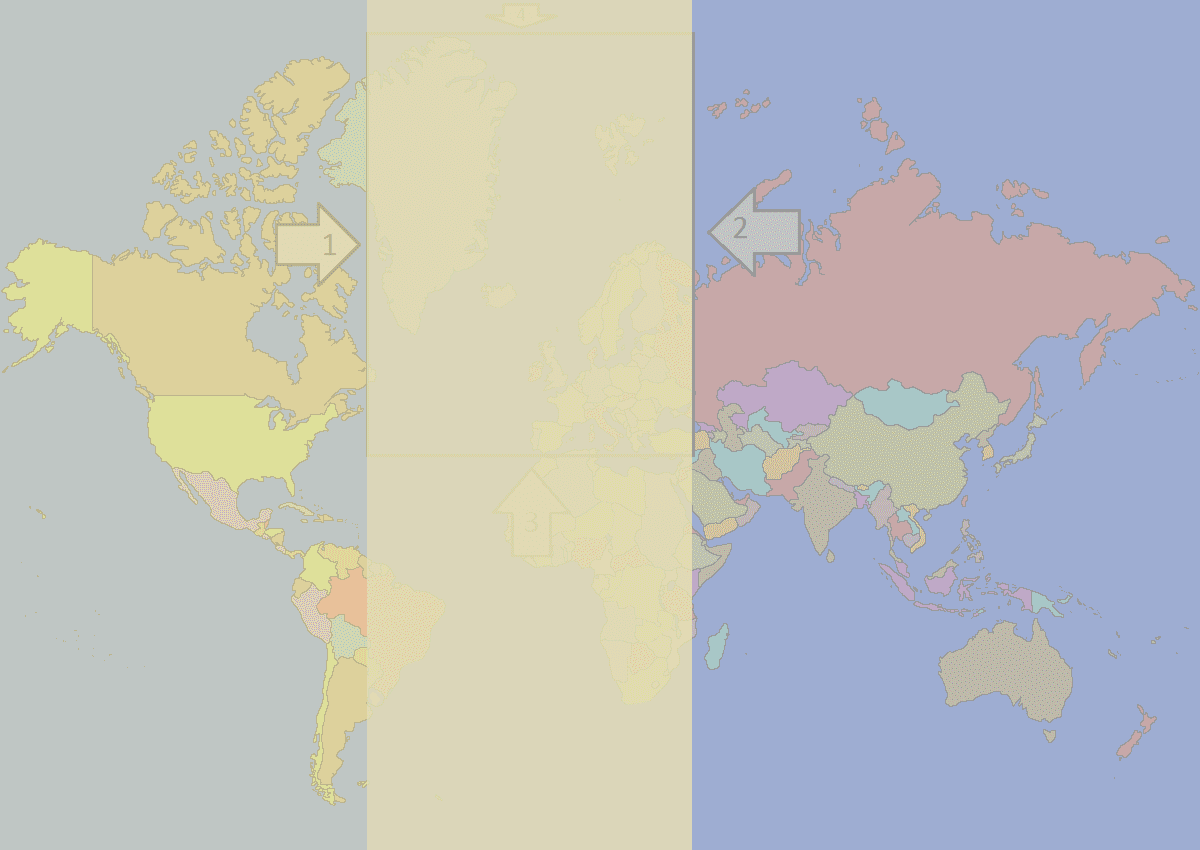 Bilde av verdenskartet når med en gul stripe over Europa