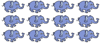 Bilde av 3*4=12 smilende elefanter